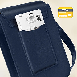 Avis Avizar Pochette Bandoulière Smartphone avec Rangement carte Sangle 135cm bleu nuit