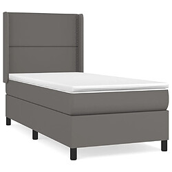 vidaXL Sommier à lattes de lit avec matelas Gris 100x200 cm Similicuir