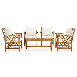 Maison Chic Salon de jardin 5 pcs + coussins - Mobilier/Meubles de jardin - Table et chaises d'extérieur Bois d'acacia solide -MN49385