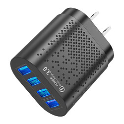 Fast Charge 4 USB Port Hub Chargeur Mural Adaptateur Secteur Prise Américaine Cube Noir pas cher