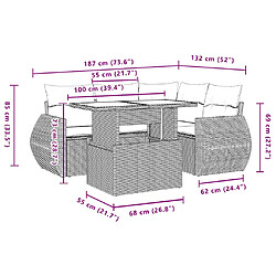 Acheter vidaXL Salon de jardin 5 pcs avec coussins gris clair résine tressée