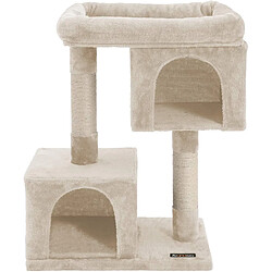 Avis Helloshop26 Arbre à chat colonne en sisal pour aiguiser les griffes 2 niches luxueuses maison de jeu meubles pour chatons chats et félins couleur beige 12_0000156