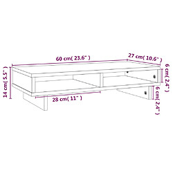 vidaXL Support de moniteur Marron miel 60x27x14 cm Bois de pin solide pas cher