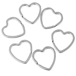 60pcs forme de coeur fendu anneau porte-clés connecteur pour accessoires de bricolage argent