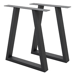 Ecd Germany Set 2 Pieds de table piètement meuble banc en acier design industriel 60 x 72 cm