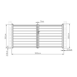 Avis Vente-Unique Portail électrique battant aluminium ajouré L355 x H166 cm anthracite - PRIMO