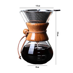 Acheter 21 Oz Verser Sur Cafetière Manche En Bois Anti-brûlure Réutilisable Transparent 600 Ml Avec Filtre