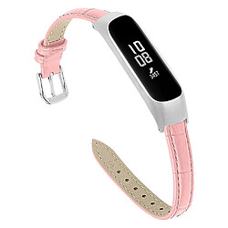 Bracelet en PU crocodile avec cadre rose pour votre Samsung Galaxy Fit-e/SM-R375