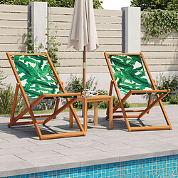 vidaXL Chaises de plage pliantes lot de 2 tissu et bois massif