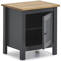 Acheter Pegane Table de chevet, table de nuit en bois de pin massif décor ciré gris anthracite - Longueur 46 x Profondeur 35 x Hauteur 49.5 cm