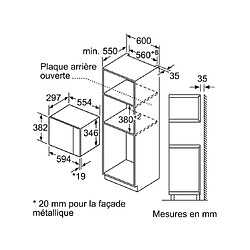 Bosch Micro ondes Encastrable BFL523MB1F, Série 4, AutoPilot7, 20 litres pas cher