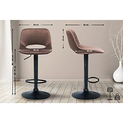 Avis Decoshop26 Tabouret de bar chaise haute x1 avec repose-pieds en velours marron piètement métallique noir 10_0004601