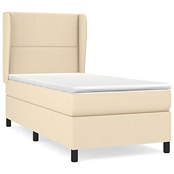 Maison Chic Structures de lit + matelas,Lit à sommier tapissier avec matelas Crème 90x200 cm Tissu -MN28631