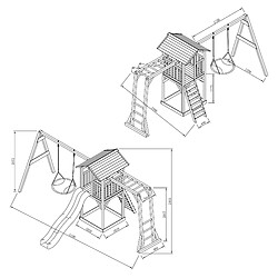 Acheter AXI Beach Tower Aire de Jeux avec Toboggan en VERT Clair, Cadre d'escalade, Balançoire Nid d'oiseau VERT & Bac à Sable | Grande Maison Enfant extérieur en Gris & BLANC | Cabane de Jeu en Bois FSC