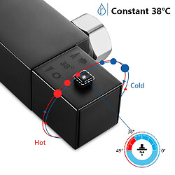 Auralum max Élégant Colonne de Douche Thermostatique Noir Ensemble de Douche Thermostat avec Mitigeur Réglable en Hauteur - EU Modèle