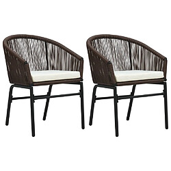 vidaXL Chaises de jardin lot de 2 Marron Rotin PE 