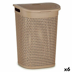 Kipit Panier à linge Beige Plastique 60 L 43,5 x 57,5 x 34 cm (6 Unités)