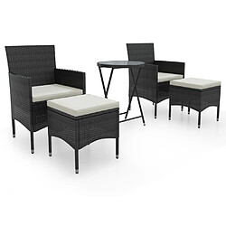 Maison Chic Table de bistro et chaises d'extérieur 5 pcs,Ensemble de bistro de jardin pour relax poly rotin et verre trempé -GKD519406