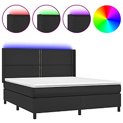 vidaXL Sommier à lattes de lit matelas LED Noir 160x200cm Similicuir