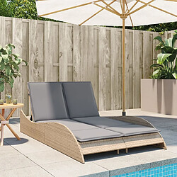 Avis Maison Chic Chaise longue avec coussins, Transats, Bain de Soleil beige 114x205x73 cm résine tressée