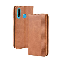 Wewoo Housse Coque Étui en cuir à boucle magnétique avec rétro pour Crazy Horse Texture horizontale Galaxy M30avec support et fentes cartes et cadre photo Marron