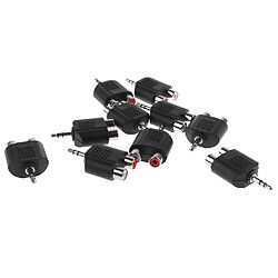 10 Pcs 3,5 Mm Aux Stéréo Audio Mâle À 2 Femelle RCA Adaptateur pas cher