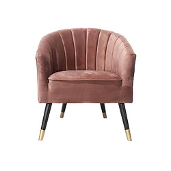 LEITMOTIV Fauteuil 1 place en polyester effet velours - Rose