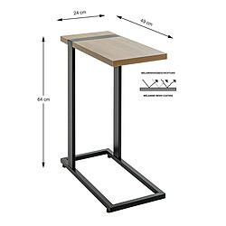 Pegane Table basse, Table de salon en bois coloris chêne et métal noir -longueur 24 x profondeur 49 x hauteur 64 cm