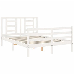 Maison Chic Cadre/structure de lit avec tête de lit pour adulte - Lit Moderne Chambre blanc 140x190 cm bois massif -MN13694 pas cher