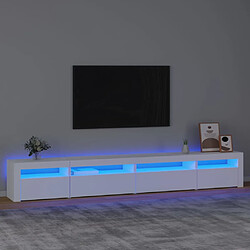 vidaXL Meuble TV avec lumières LED Blanc 270x35x40 cm