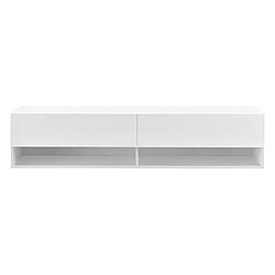 Helloshop26 Étagère murale à 2 portes meuble support TV 140 cm blanc 03_0005184