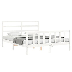 Avis Maison Chic Lit adulte - Cadre Structure de lit avec tête de lit Contemporain blanc 160x200 cm bois massif -MN59321