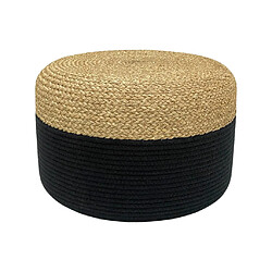 Avis Vente-Unique Pouf rond en rotin naturel clair et noir SALVETI