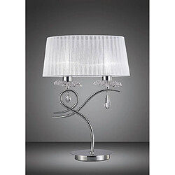 Luminaire Center Lampe de Table Louise 2 Ampoules E27 Large avec Abat jour blanc chrome poli/cristal transaparent