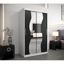 Abiks Meble Armoire MADRYT À Portes Coulissantes 200/120/62 2 Portes (Blanc/Noir)