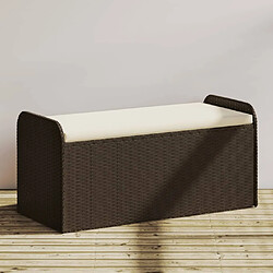 vidaXL Banc de rangement et coussin marron 115x51x52 cm résine tressée