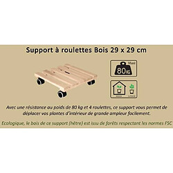 EDA Plastiques Support a Roulettes - EDA PLASTIQUE - Carré 29x29cm en Bois de hetre - Hauteur 8cm