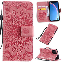 Wewoo Coque Étui en cuir PU avec empreinte horizontale à motif de tournesol pour iPhone 11 Pro support et logements cartes portefeuille et lanière