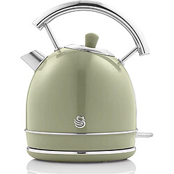 Retro Bouilloire, 1,8 L, Acier Inoxydable sans BPA, Résistance Cachée, sans Fil, 3000, Vert, SWAN, SK14630GNEU