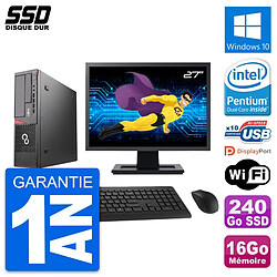 PC Fujitsu E720 E85+ DT Ecran 27" Intel G3220 RAM 16Go SSD 240Go Windows 10 Wifi - Occasion