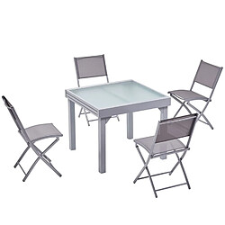 Concept Usine Table de jardin extensible en alu 8 pers + 4 chaises MOLVINA 