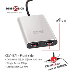 Club 3D CLUB3D Thunderbolt 3 to Dual HDMI 2.0 Adapter pas cher