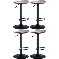 Decoshop26 Lot de 4 tabourets de bar pivotant avec repose-pieds assise en bois noyer pieds en métal noir 10_0004519