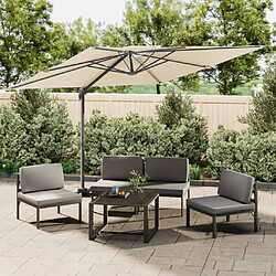 vidaXL Parasol cantilever à double toit Blanc sable 400x300 cm