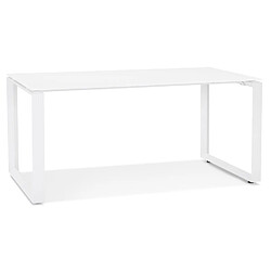 Alterego Bureau droit design 'BAKUS' en verre et métal blanc - 160x80 cm