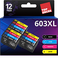 Top Encre TOPENCRE - 603XL - Pack de 12 Cartouches d'encre Compatible pour Epson 603 XL Etoile de Mer - pour Epson XP-2100 XP-2155 XP-3100 XP-4100 WF-2820 WF-2830 DWF WF-2870 WF-2835 WF-2850