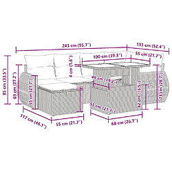 Acheter vidaXL Salon de jardin 7 pcs avec coussins noir résine tressée