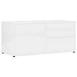 Maison Chic Meuble TV scandinave - Banc TV pour salon Blanc brillant 80x34x36 cm Aggloméré -MN57509