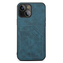 Coque en TPU + PU double porte-cartes, antichoc bleu pour votre Apple iPhone 13 mini 5.4 pouces