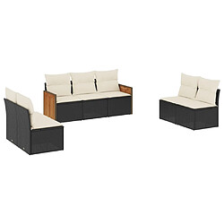 Maison Chic Salon de jardin 7 pcs avec coussins | Ensemble de Table et chaises | Mobilier d'Extérieur noir résine tressée -GKD29692